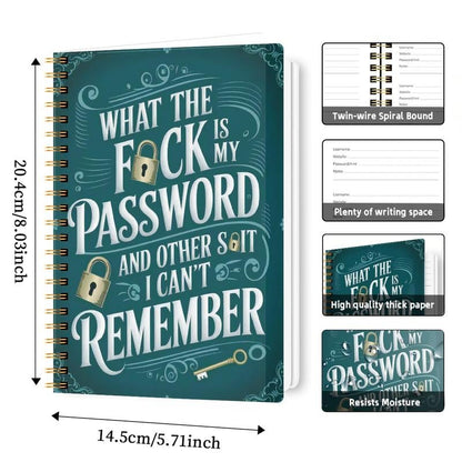 🔥Almost Sold Out✨📅Funny Password Notebook - Spiral Bound with Lock Icons & Funny Security Phrases✍️