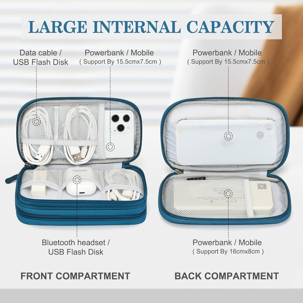 🔥Don’t Miss Out🔥Travel Cable Organizer Pouch, Double Layers All-in-One Storage Bag for Cord